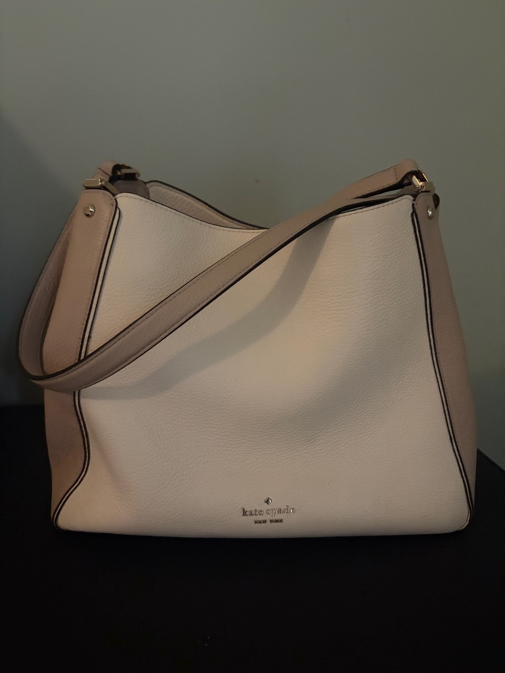 kate spade Cream and Taupe Shoulder Bag with Contrast Trim